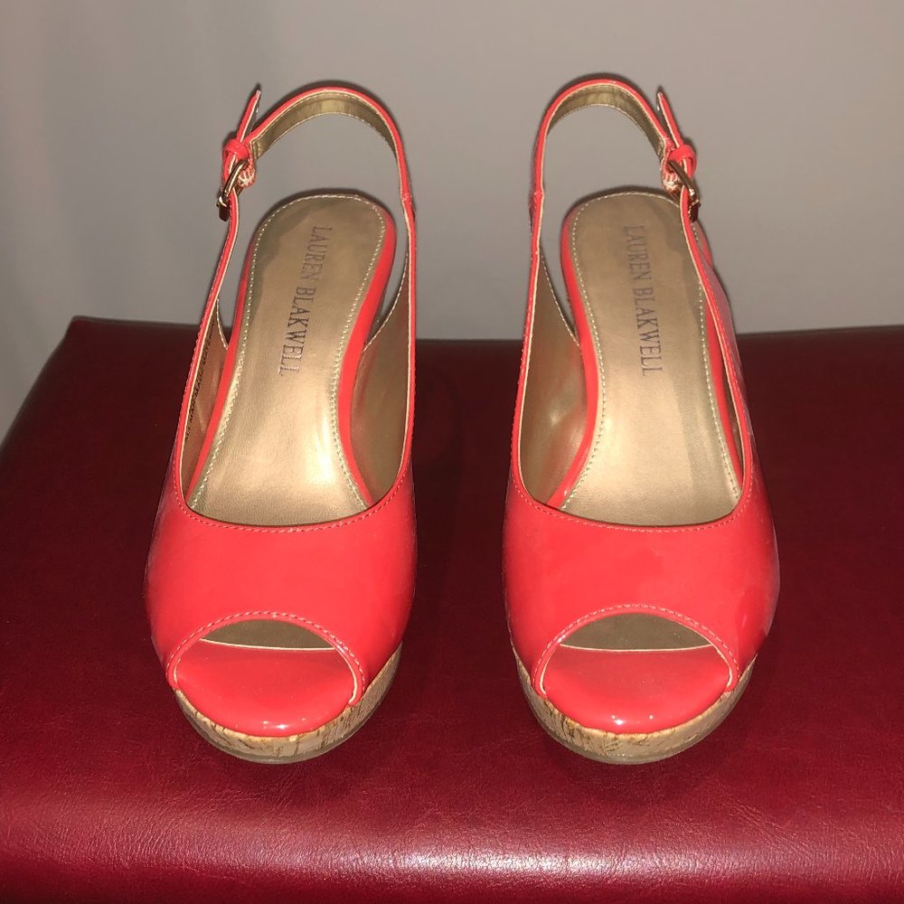 Lauren Blackwell Women's Wedge Heel Peep toe Slingbacks
